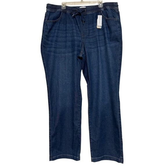 NWT Lane Bryant Relaxed Straight Pull On Jeans Mid-Rise Long Women's Size 20L - Picture 1 of 12